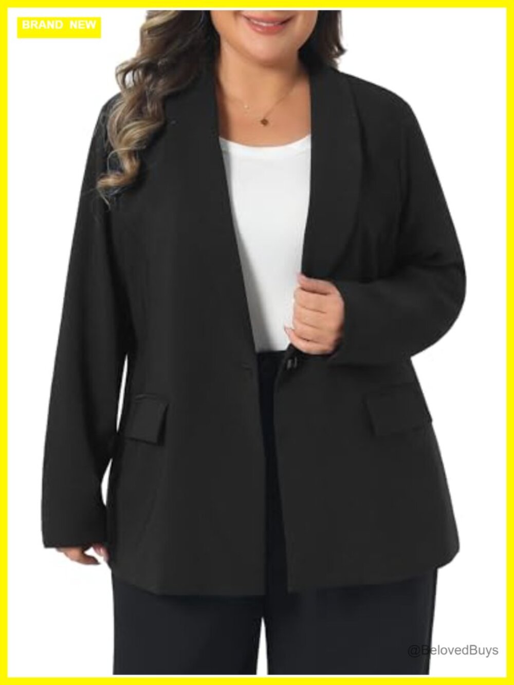 Plus Size Women's Lapel Collar Button Long Sleeve Business Casual Blazer